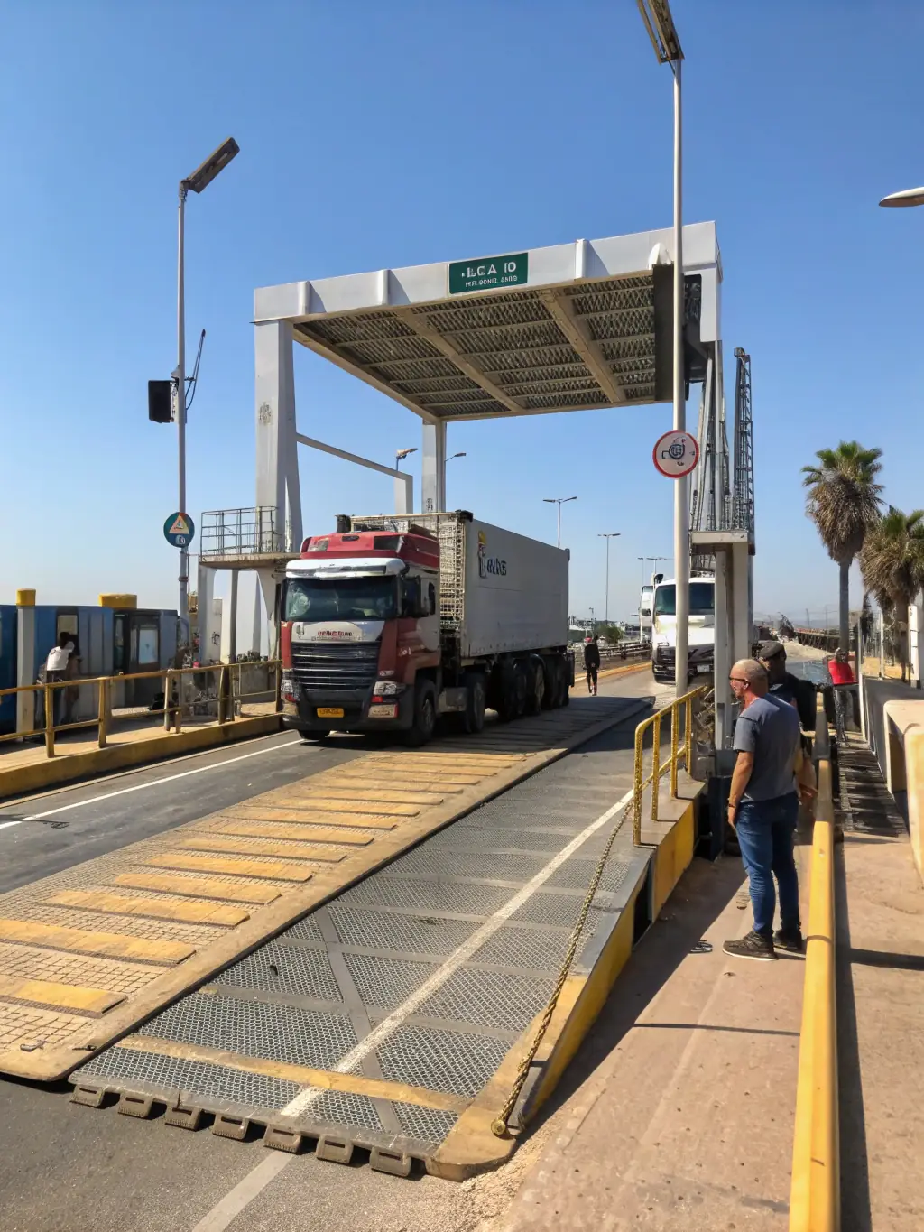 A recently installed Tarazu Solutions weighbridge at an industrial site, showcasing the robust construction and precise leveling during installation. The image should convey accuracy and reliability.